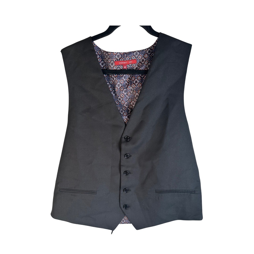 Statement Men's Black Classic Adjustable Back Formal Suit Vest Size 44R